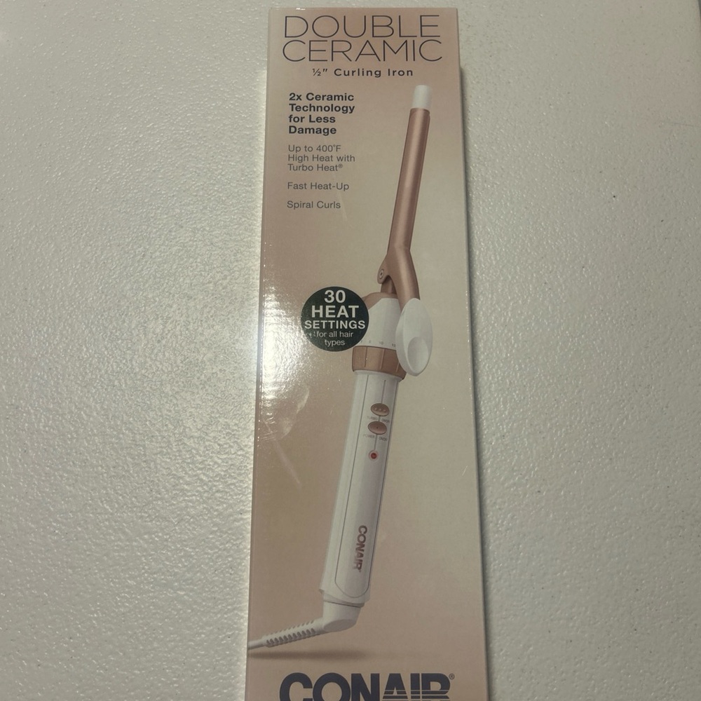 Conair Double Ceramic Curling Iron - Rose Gold and White